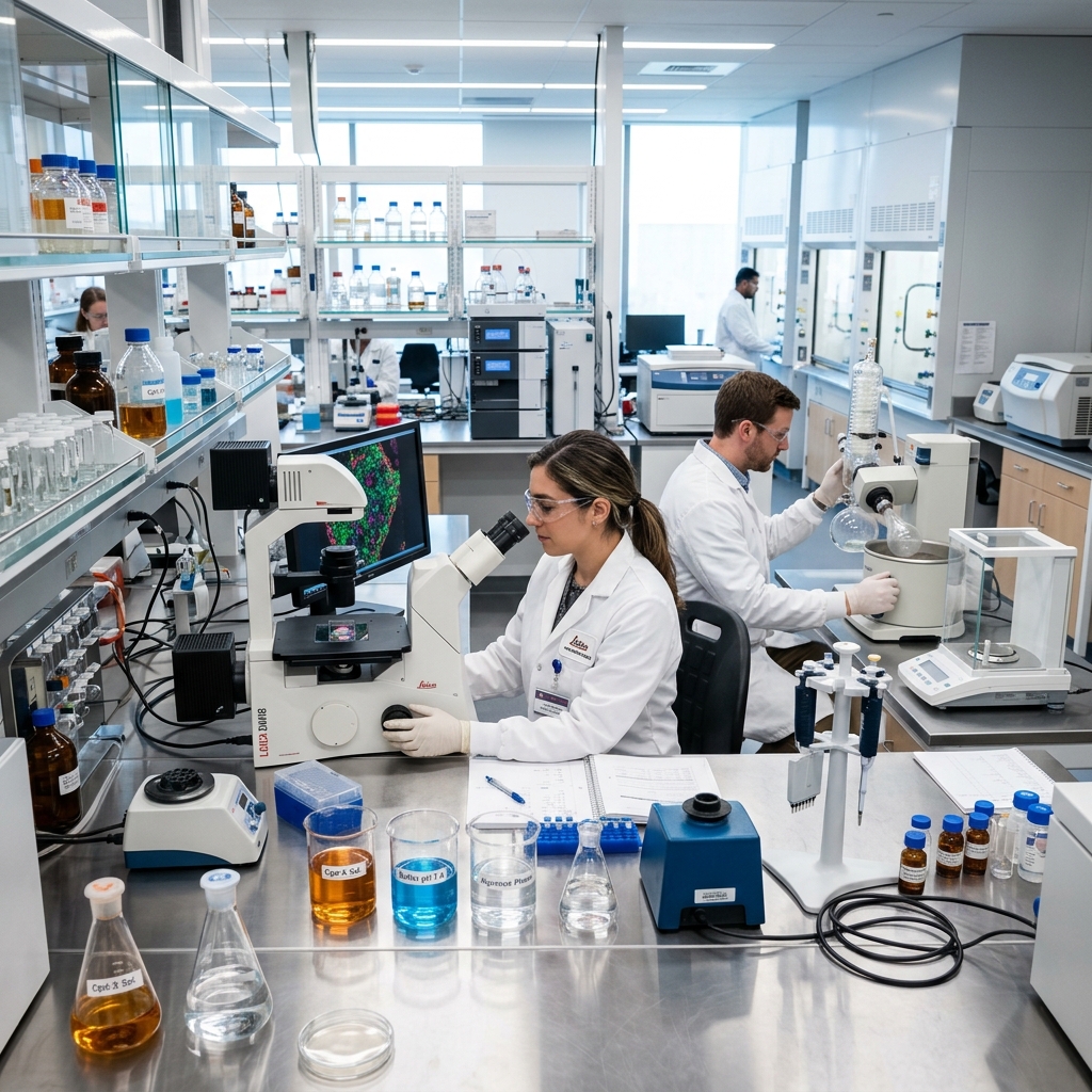 Pharm-D students working in clinical pharmacy lab
